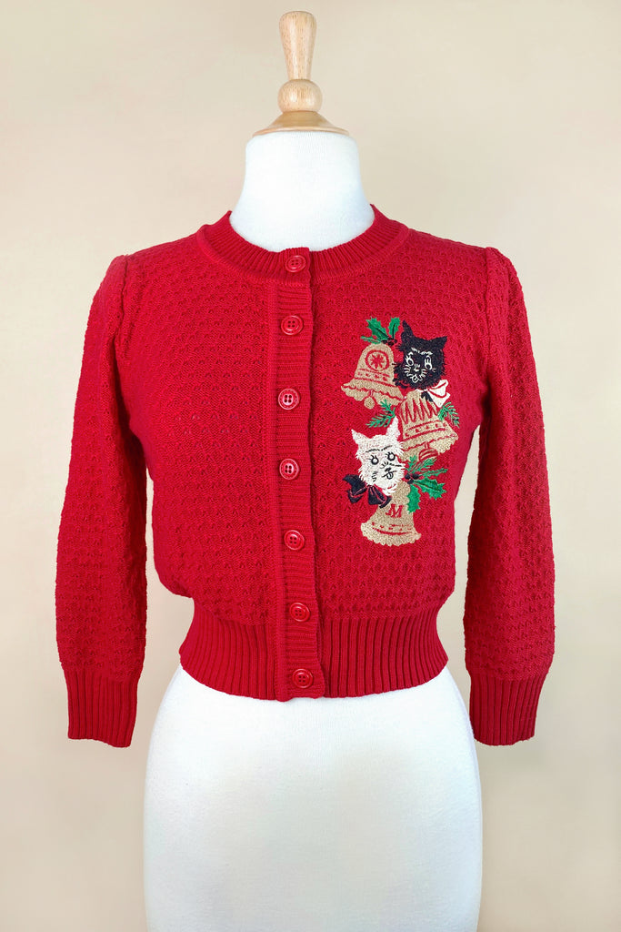 Scotties' Xmas Cropped Cardigan in Red