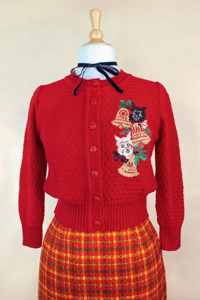 Scotties' Xmas Cropped Cardigan in Red