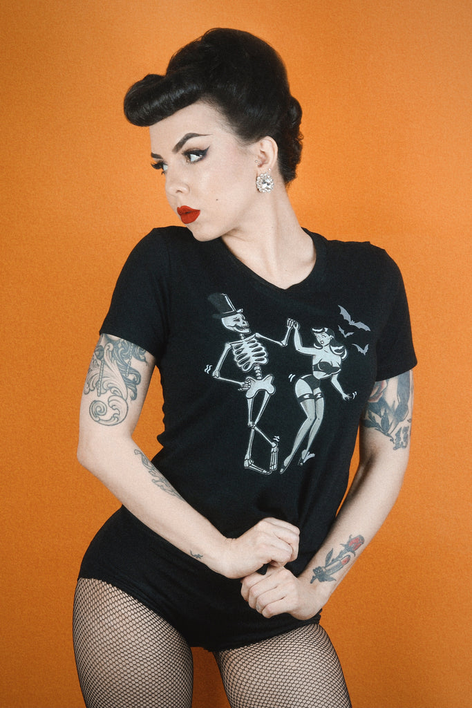 Shake Your Bones Fitted Tee in Black