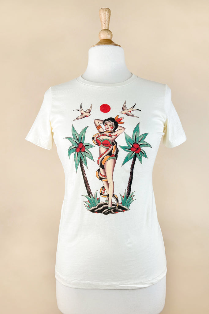 Snake Charmer Fitted Tee in Ivory