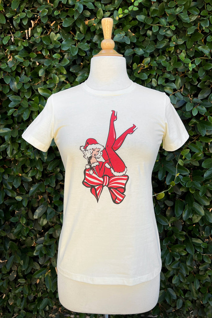 Sweet Holiday Show Fitted Tee in Ivory