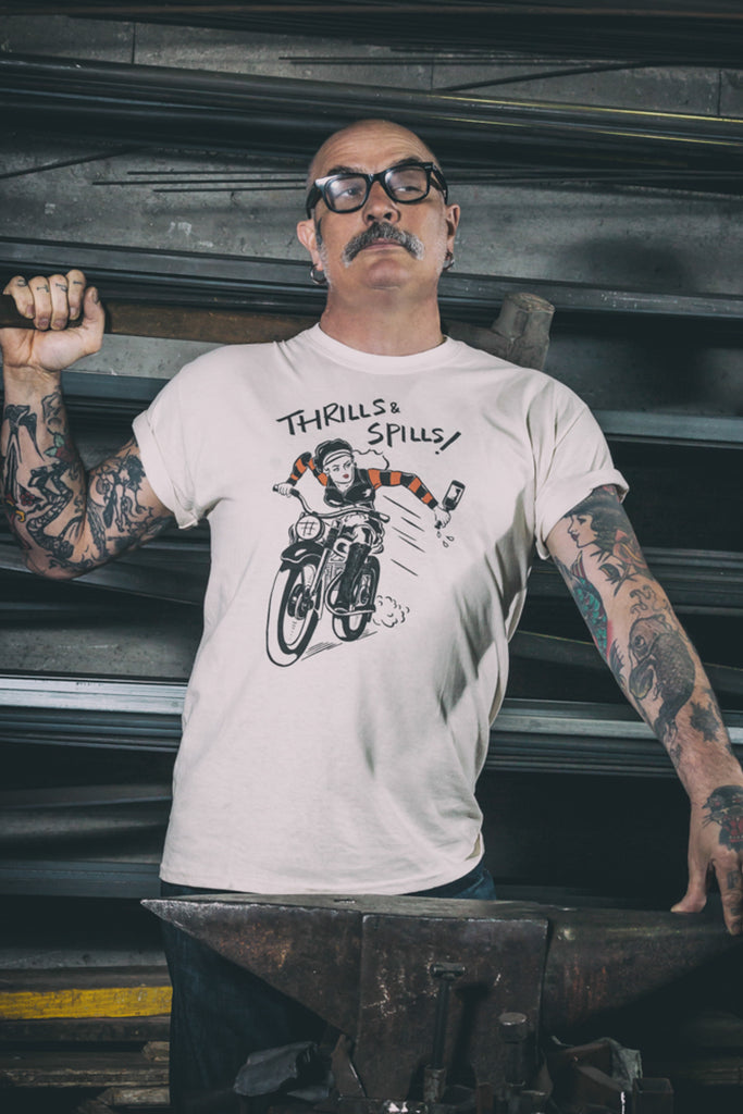Thrills and Spills Men's Tee in Natural