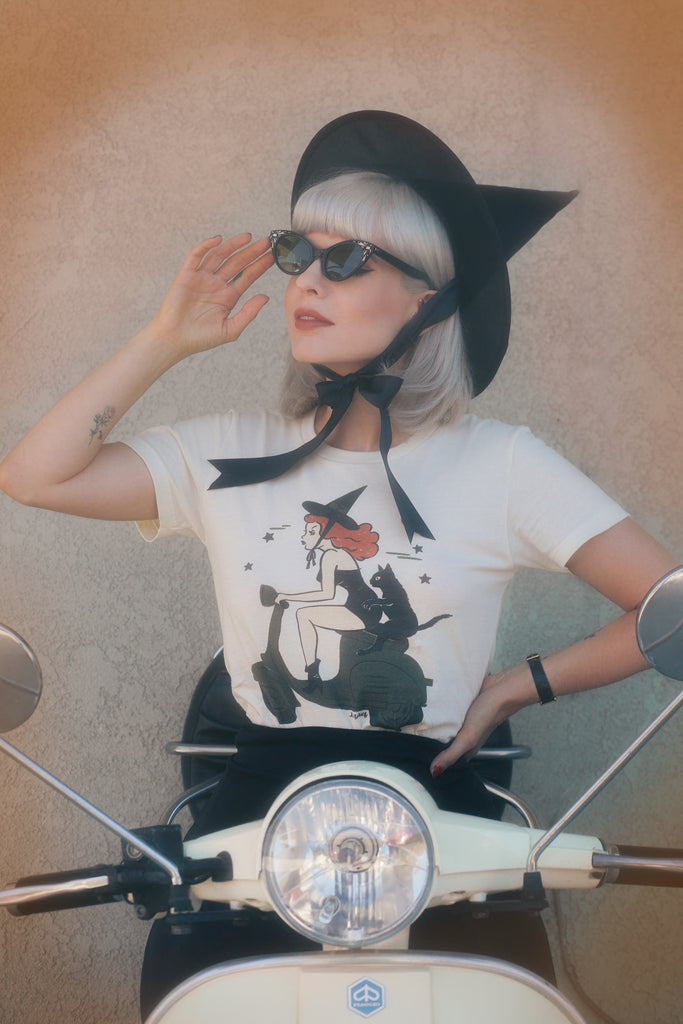Witchy A-Go-Go Fitted Tee in Ivory