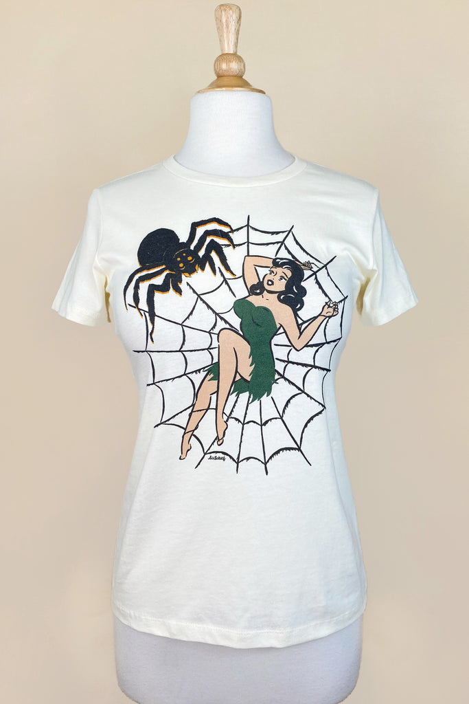 Web of Lies Fitted Tee in Ivory