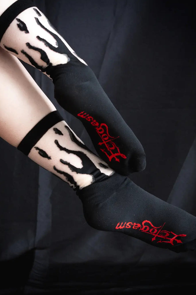 Sheer Flame Socks in Black